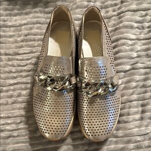 Dolce Vita Silver Flats with Perforated Design